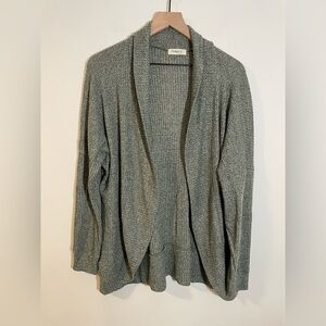 Ginger G Anthropologie Green & White Open Front Knit Cardigan Size Medium